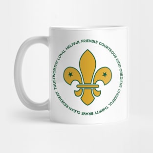 Scouting - Boy Girl Scouts / Scout Motto, Oath, Law and Slogan / color green yellow Mug